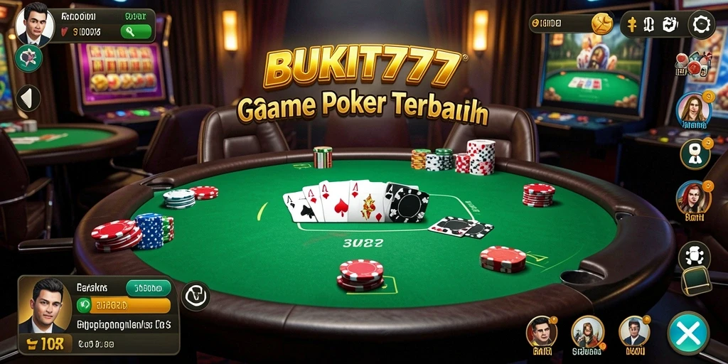 Tampilan utama gameplay BUKIT777 menampilkan meja poker yang menarik dan interaksi pemain.