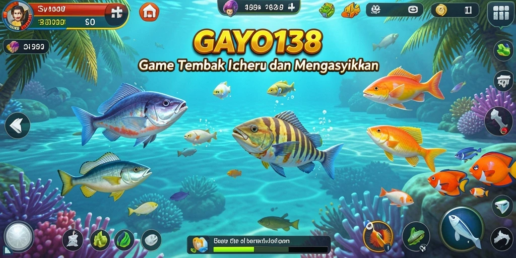 Tampilan gameplay seru di GAYO138 saat berburu ikan.
