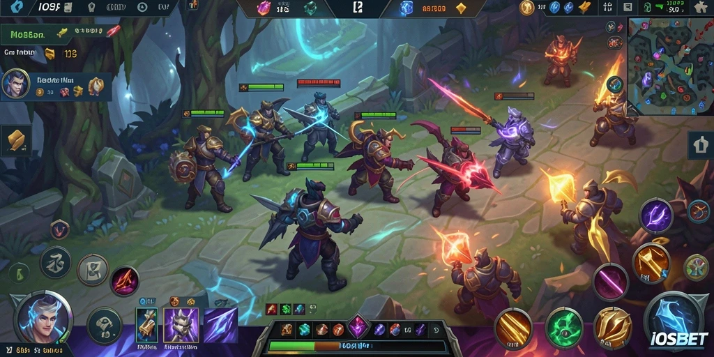 Gameplay seru dari IOSBET yang menampilkan aksi pertarungan tim.
