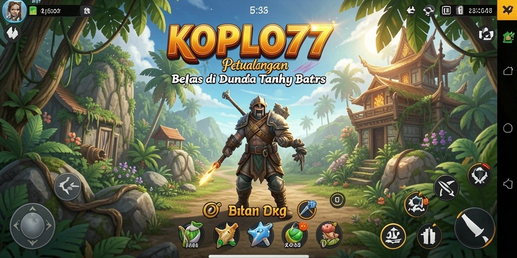 Screenshot gameplay KOPLO77 menampilkan pemandangan luas dunia Open World.