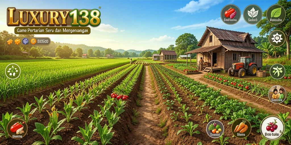 Screenshot gameplay LUXURY138 menunjukkan petualangan bertani yang menyenangkan.