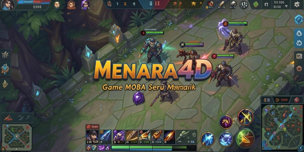 Tampilan seru gameplay MENARA4D dengan aksi MOBA yang mendebarkan.