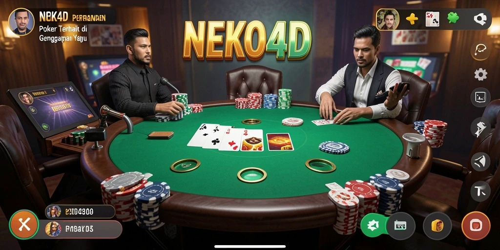 Gameplay menarik di NEKO4D yang menggambarkan suasana Poker.