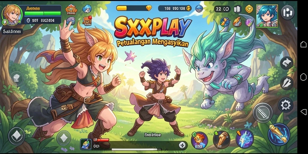 Tampilan gameplay SXXPLAY yang menonjolkan aksi karakter Anime.