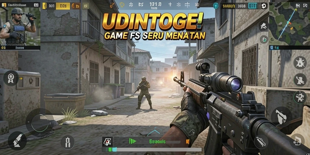 Screenshot menggambarkan momen menegangkan dalam pertempuran FPS.