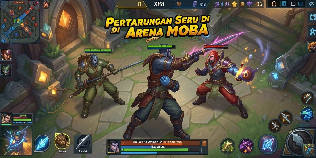 Tangkapan layar menampilkan pertarungan intens di arena X88.
