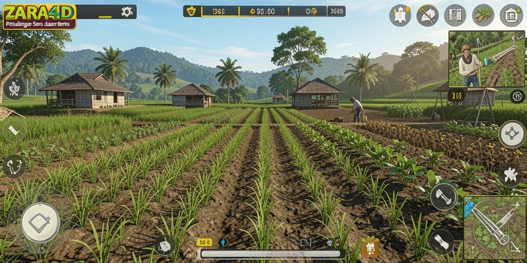 Screenshot ZARA4D menampilkan petualangan seru bercocok tanam.
