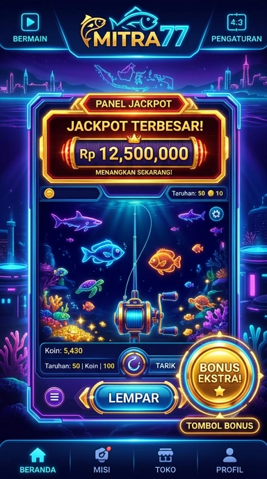 Tampilan utama aplikasi Mitra77 yang menarik.